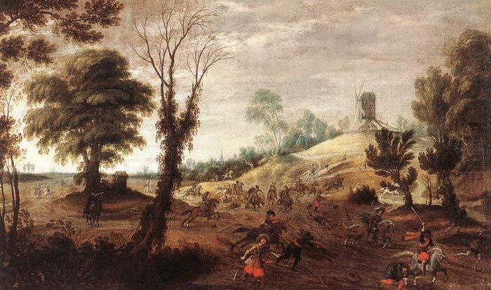 Cavalry Skirmish - Oil on canvas, Meulener, Pieter